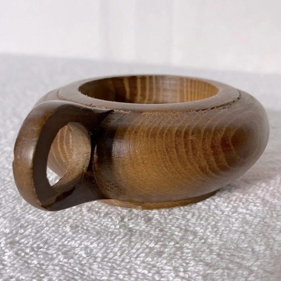 Vintage Handmade Wooden Candle Holder With Handle - Picture 5 of 12